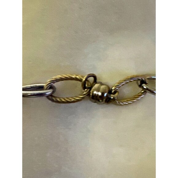 Elegant Two-Tone Chain Necklace Silver & Gold Tones Oval Link Chain Fash Inspo - Picture 6 of 7